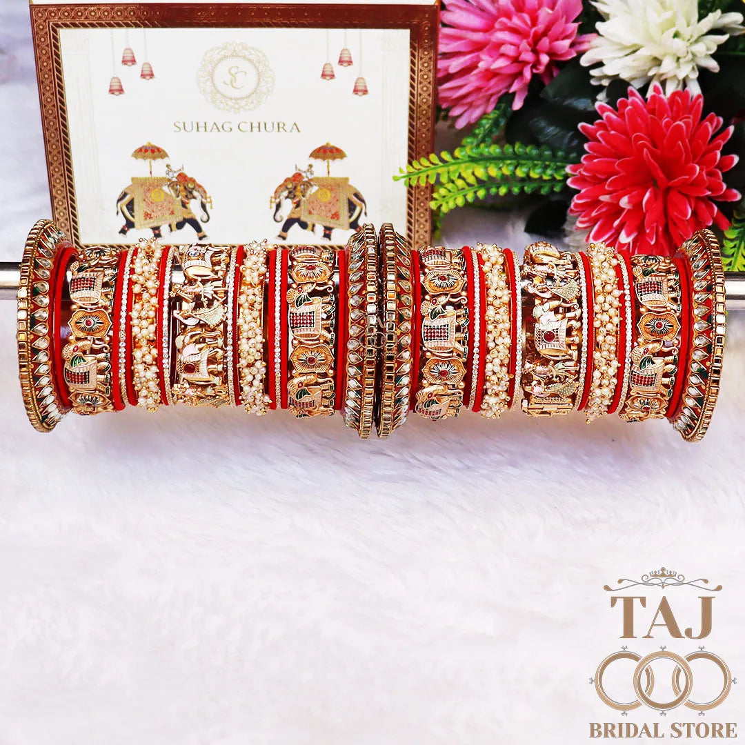Premium Dulhan Bangles Set with Beautiful Elephant Motifs