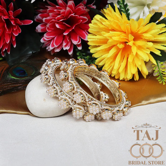 Elegant Pearl Design Kada Bangles (Set of 2)
