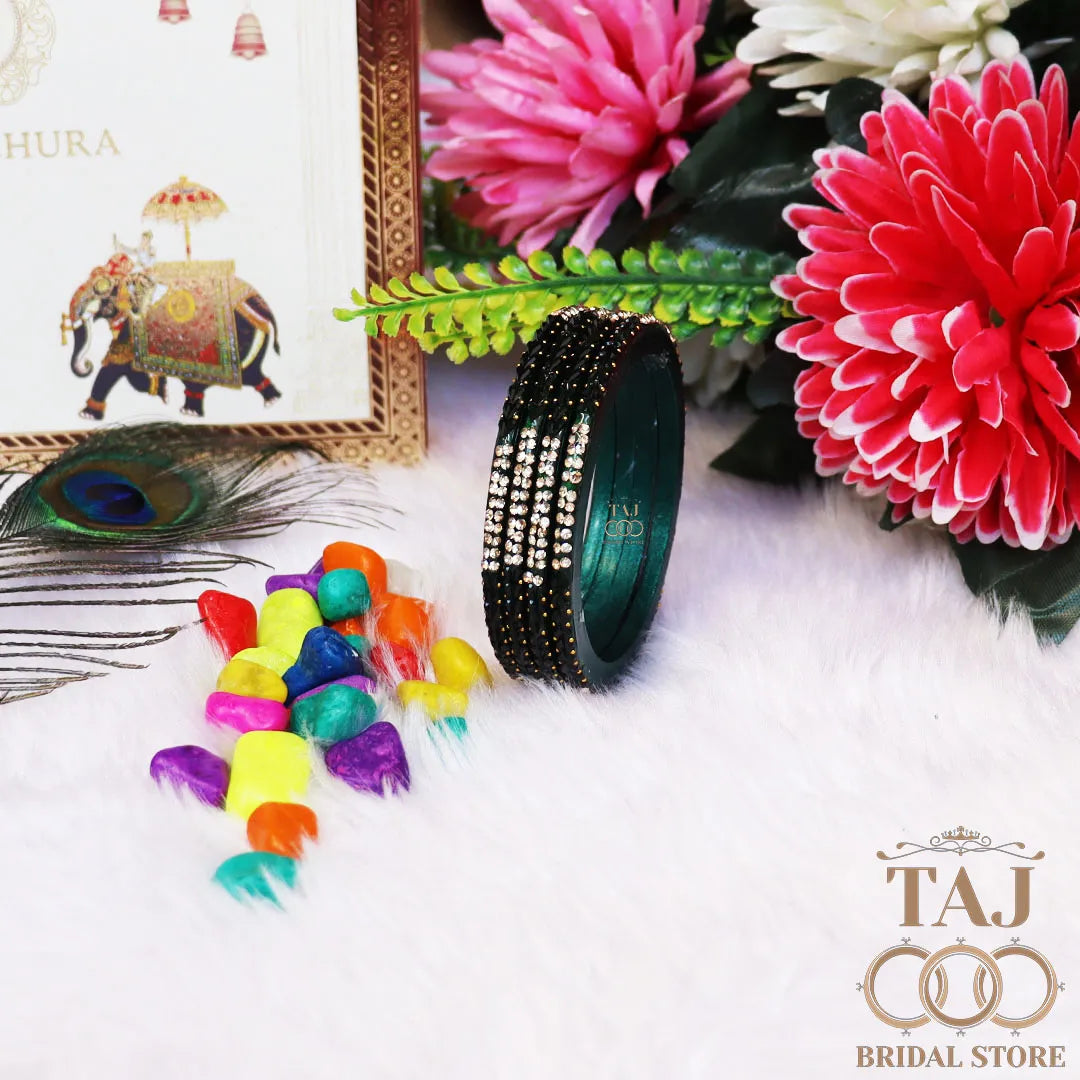Rajasthani Lac Bangles With Beautiful Traditional Rhinestons Design