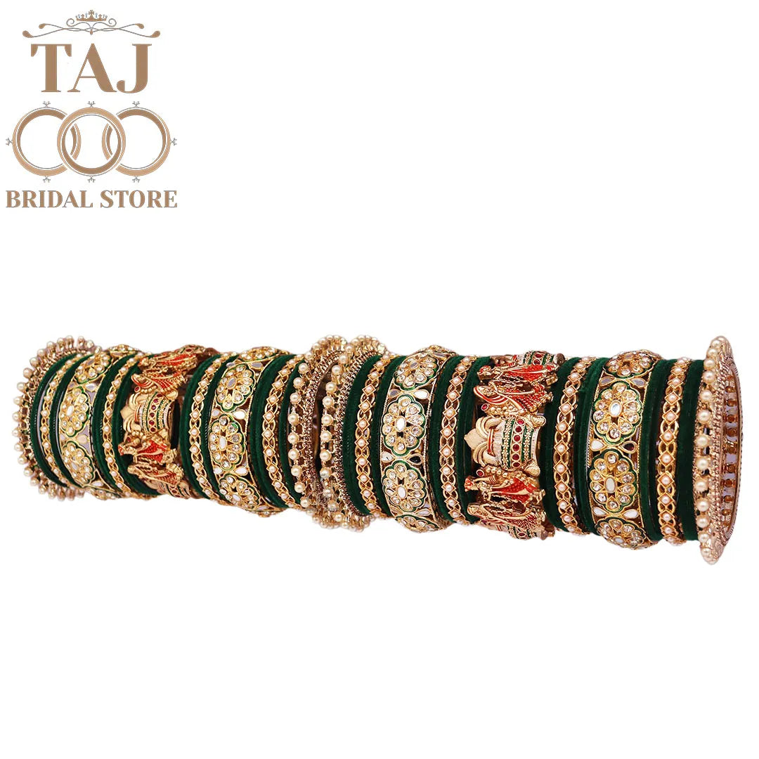 Rajwadi Wedding Metal Chura Set With Beautiful Dulha Dulhan Design Kada