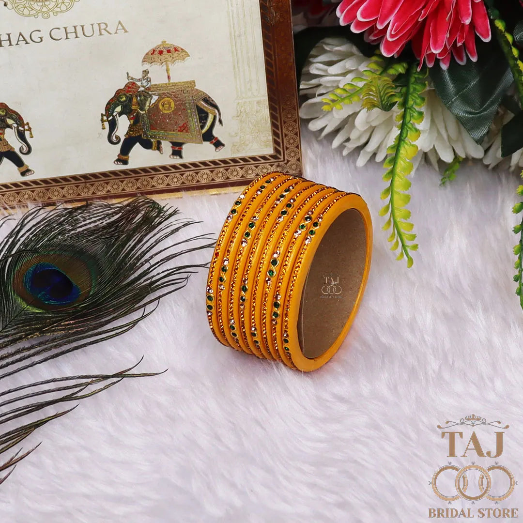 Designer Short Lac Bangles For Women With Latest Rhinestones Design