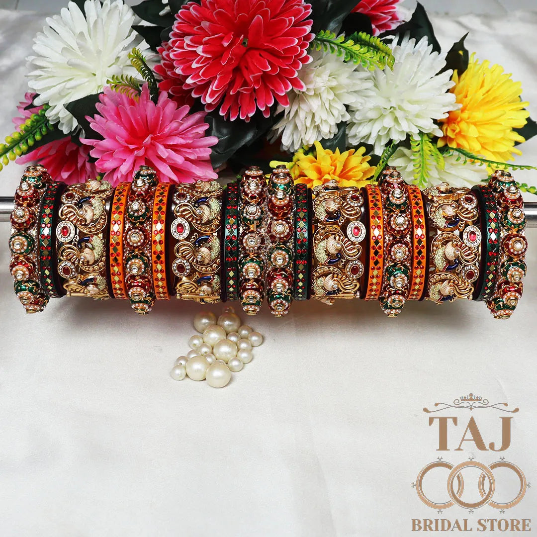 Traditional Rajwadi Bangles with Peacock Motif