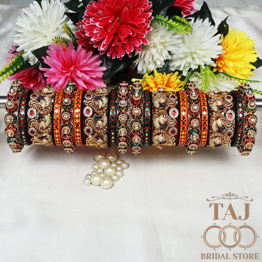 Traditional Rajwadi Bangles with Peacock Motif
