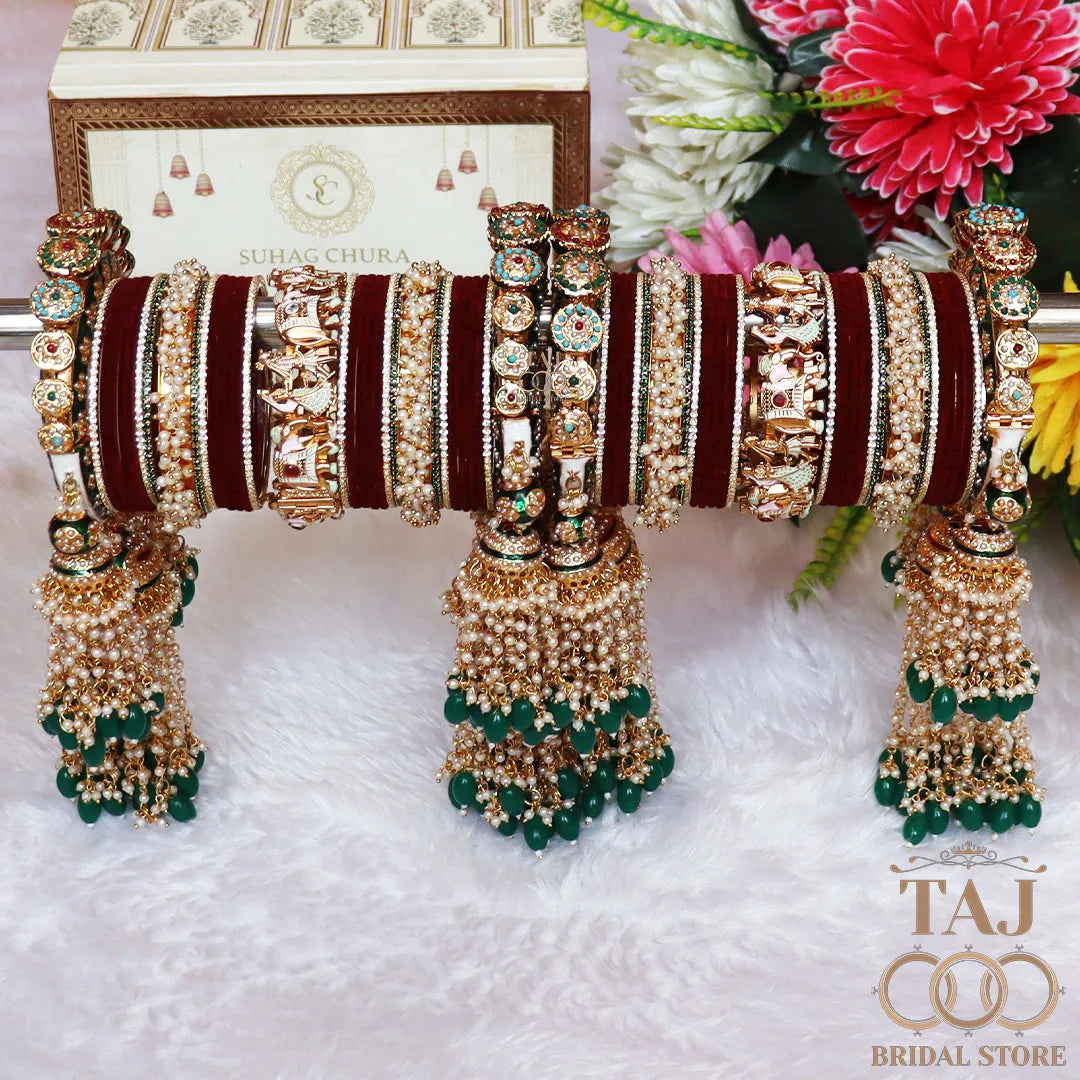 Luxurious Traditional Bridal Bangles Set in Latest Dulha-Dulhan Design