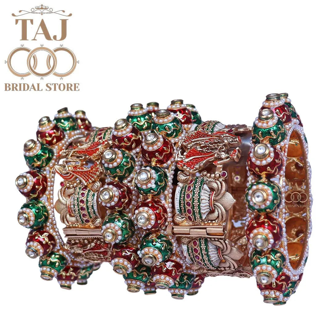 Rajwadi Designer Bridal Kada Set With Beautiful Dulha Dulhan Design (Pack of 6)