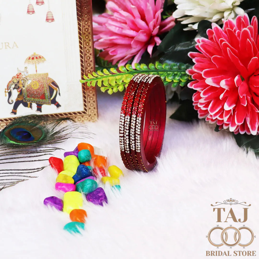 Rajasthani Lac Bangles With Beautiful Traditional Rhinestons Design