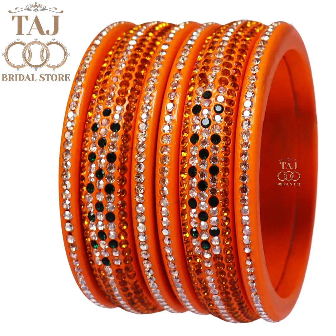 Lac Bangles Chura with Rhinestons Design