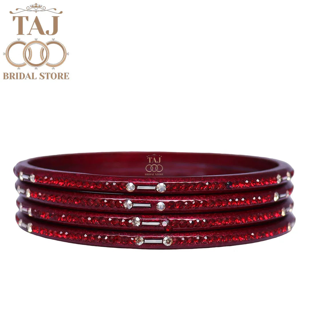 Rajasthani Lac Chudi With Beautiful Rhinestone Design (Pack of 4) Taj Bridal Store