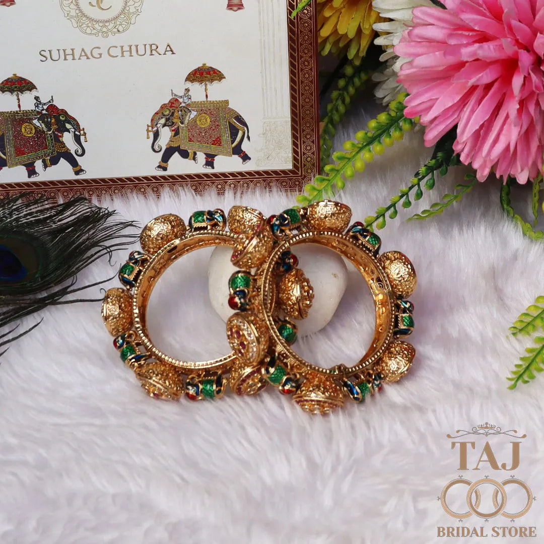 Luxurious Rajwadi Style Metal Bracelet in Traditional Elephant Motifs