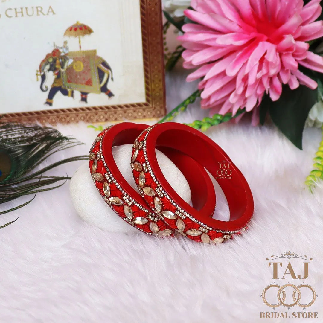 Jaipuri Stylish Lac Kada Bangles in Latest Kundan Rhinestones Design