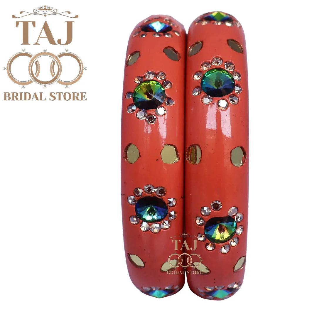 Lac Kada With Beautiful Rhinestone Design (Pack of 2)