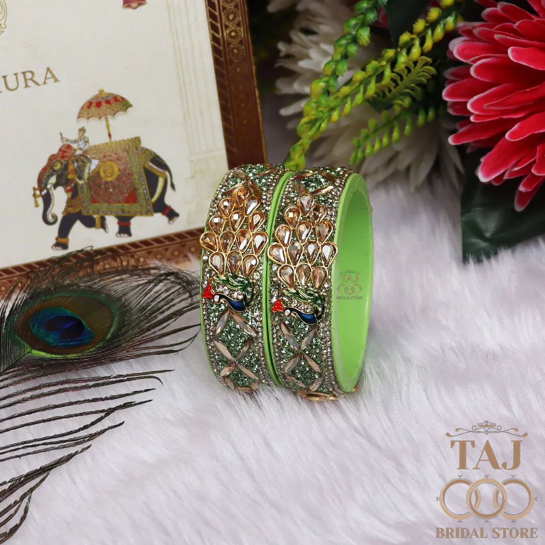 Premium Jaipuri Lac Kada Bangles Set with Latest Peacock Design