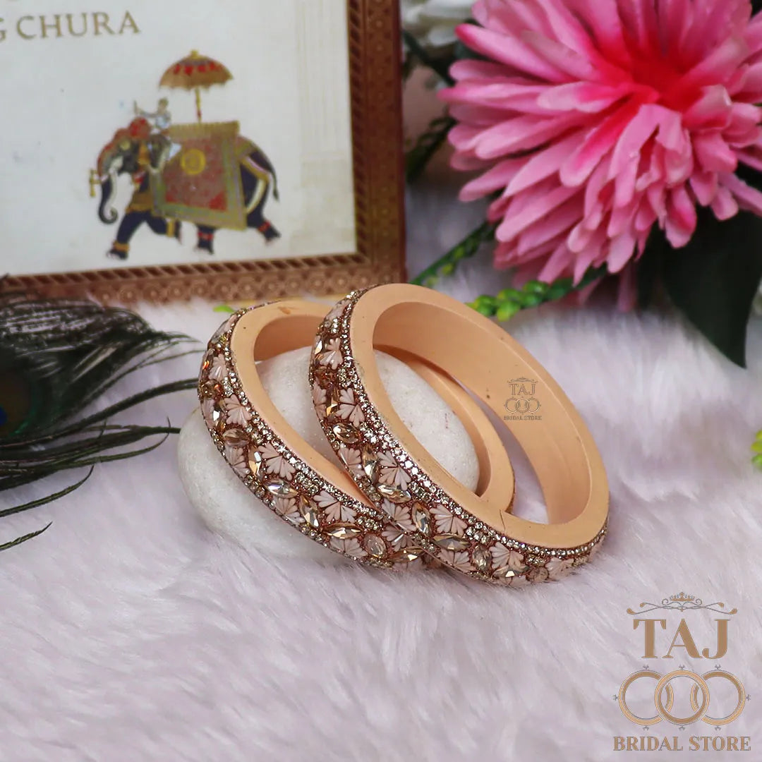 Jaipuri Stylish Lac Kada Bangles in Latest Kundan Rhinestones Design