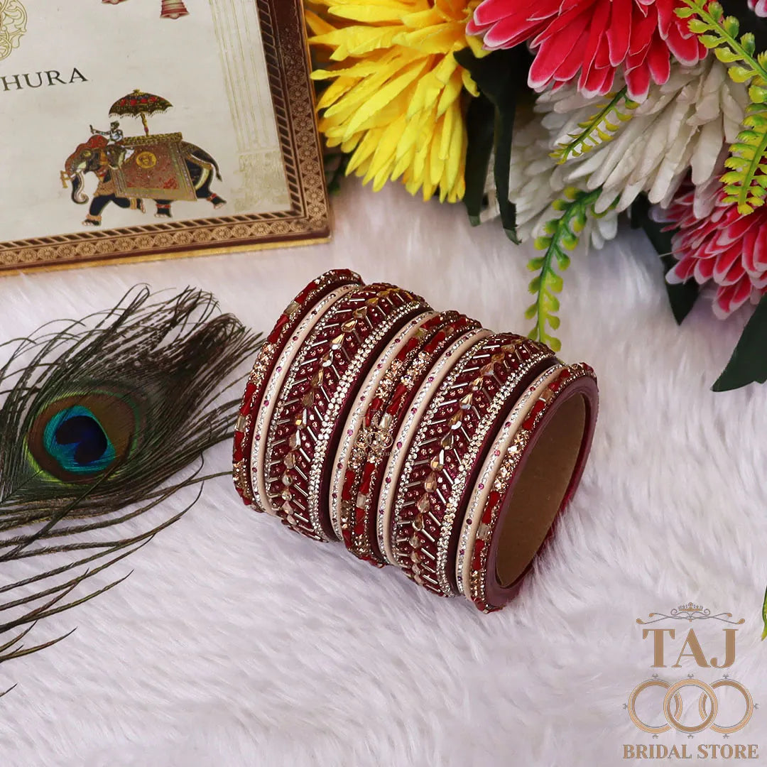 Women Lac Short Bangles Set With Latest Kundan Rhinestones Design