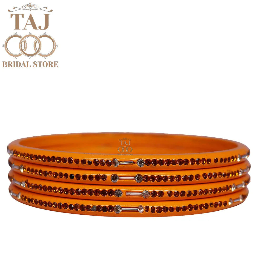 Rajasthani Lac Chudi With Beautiful Rhinestone Design (Pack of 4) Taj Bridal Store