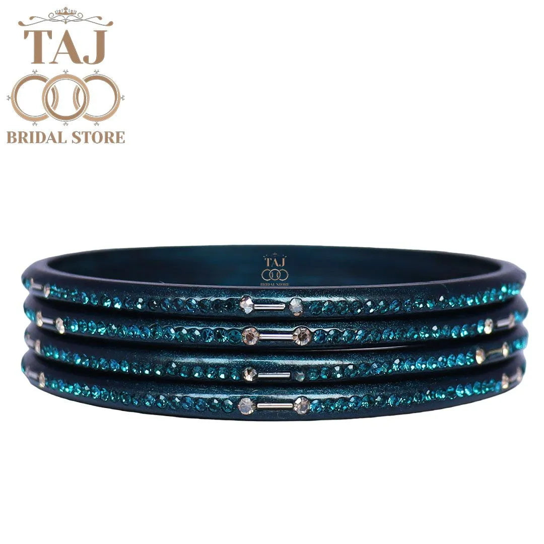 Rajasthani Lac Chudi With Beautiful Rhinestone Design (Pack of 4) Taj Bridal Store
