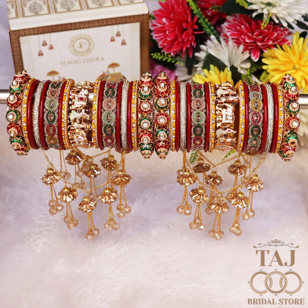Wedding Bangles Set with Beautiful Groom-Bride and Hanging Design