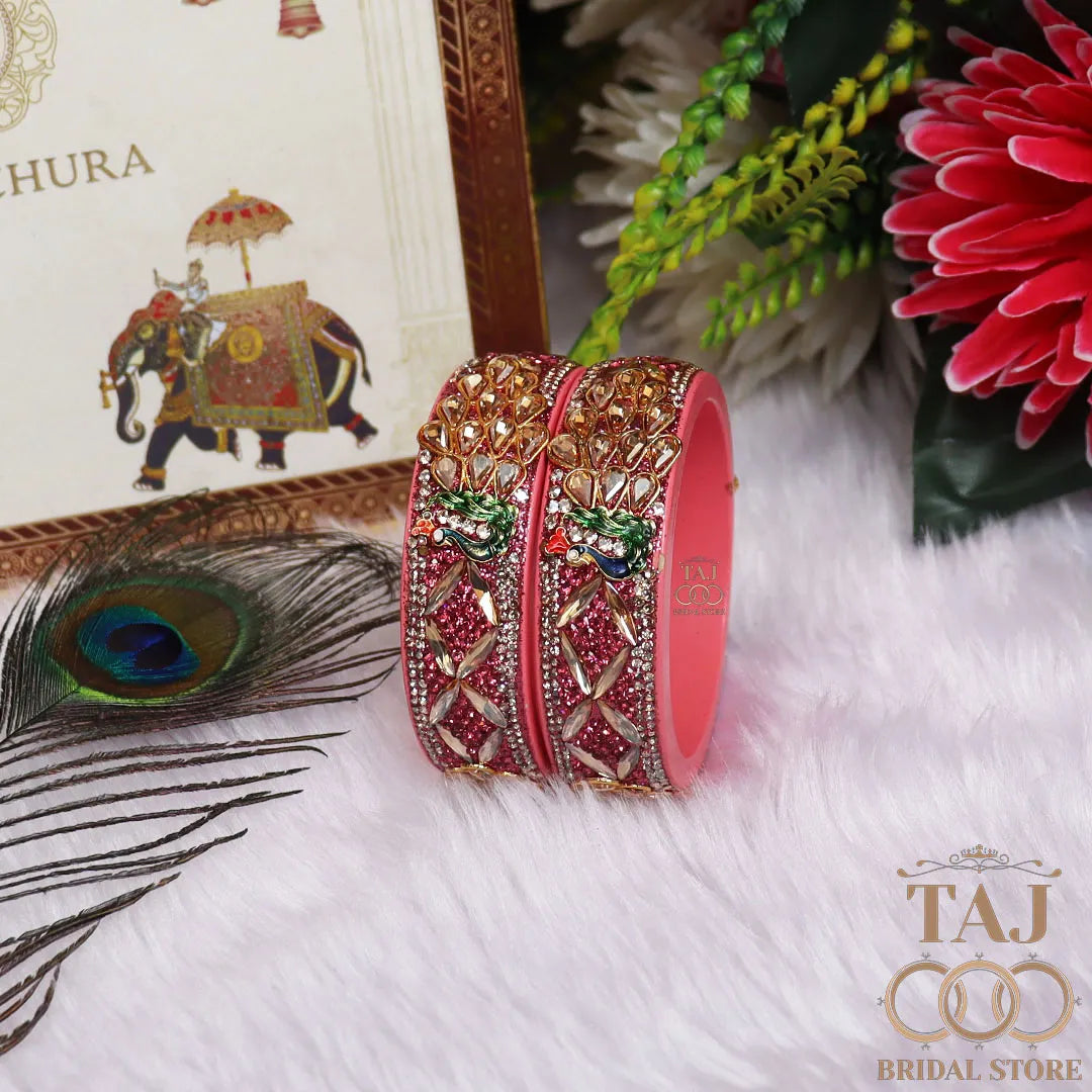 Premium Jaipuri Lac Kada Bangles Set with Latest Peacock Design