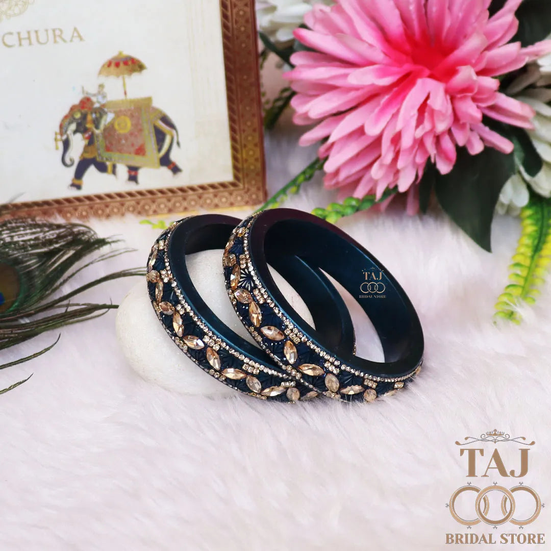 Jaipuri Stylish Lac Kada Bangles in Latest Kundan Rhinestones Design