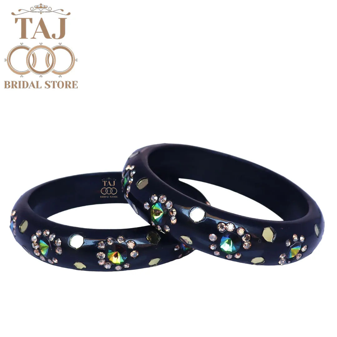 Lac Kada With Beautiful Rhinestone Design (Pack of 2)
