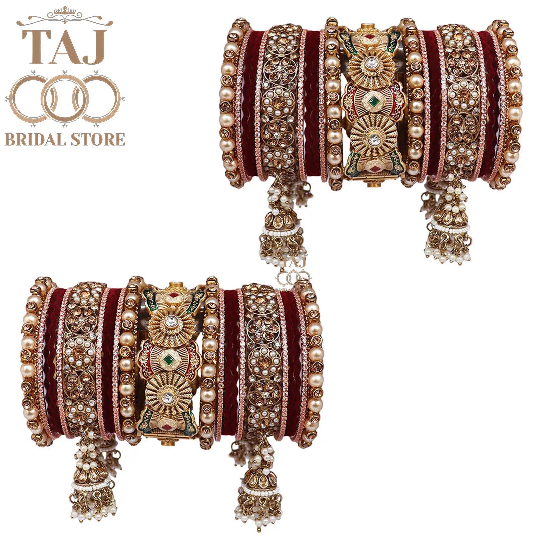 Royal Rajwadi Bridal Chuda Set With Beautiful Jhoomer Latkan Design