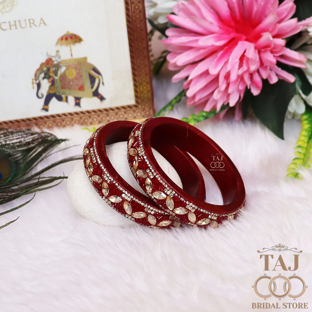 Jaipuri Stylish Lac Kada Bangles in Latest Kundan Rhinestones Design