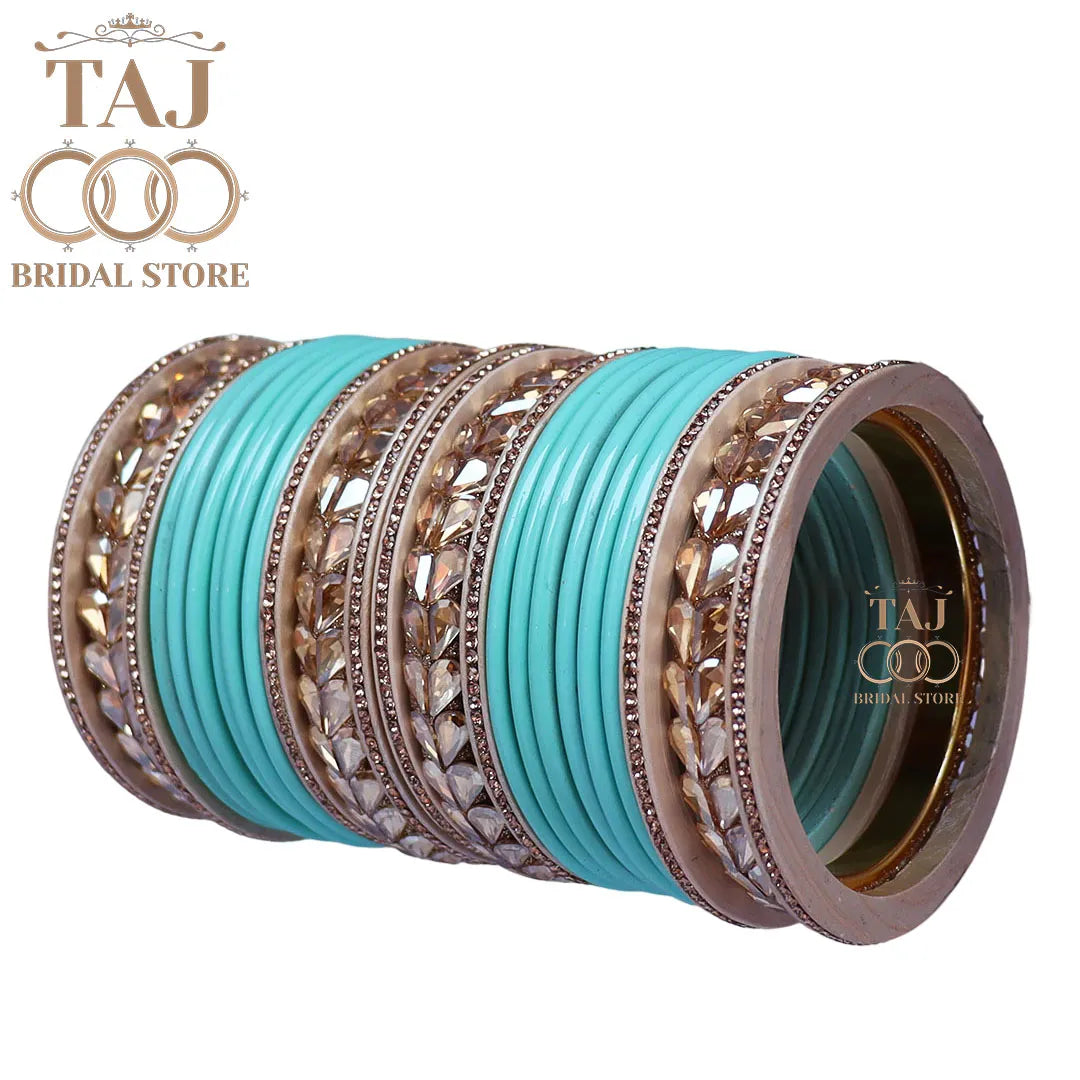 Lac Semi Bridal Bangles Set With Beautiful Kundan Design Kada