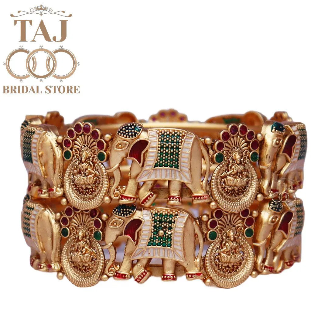 Rajwadi Metal Kada with Beautiful Elephant Design (Pack of 2)