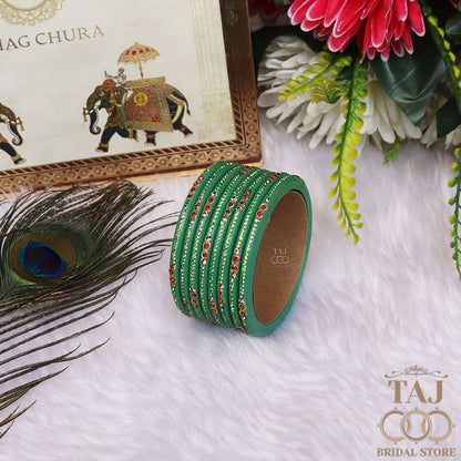 Designer Short Lac Bangles For Women With Latest Rhinestones Design
