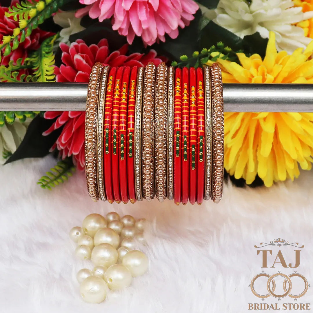 Diwali Special Short Lac Bangle Set with Beautiful Handpaint Design