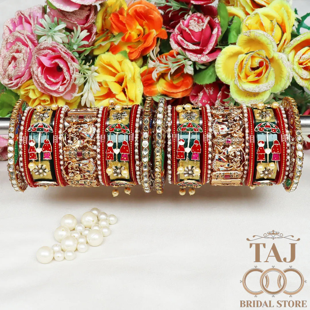 Dhulhan Chura Set With Beautiful Dandiya Design Metal Kada