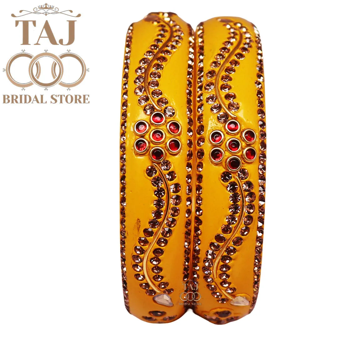 Daily Wear Designer Lac Kada With New Flower And Lace Design (Set Of 2)