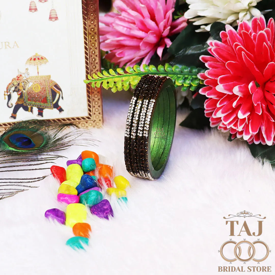 Rajasthani Lac Bangles With Beautiful Traditional Rhinestons Design