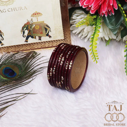 Designer Short Lac Bangles For Women With Latest Rhinestones Design