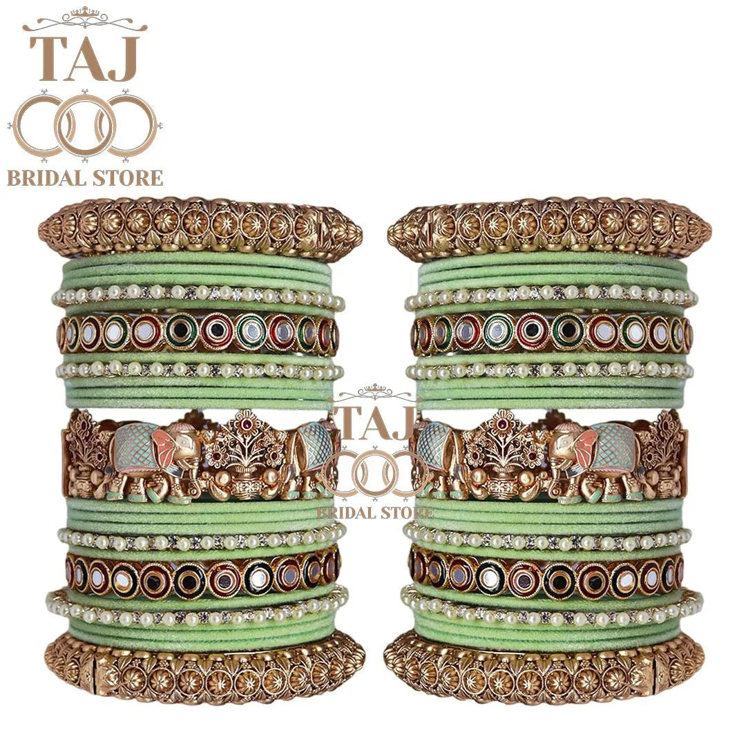 Tranding Bridal Rajwadi Chuda With Beautiful Elephant Design Kada