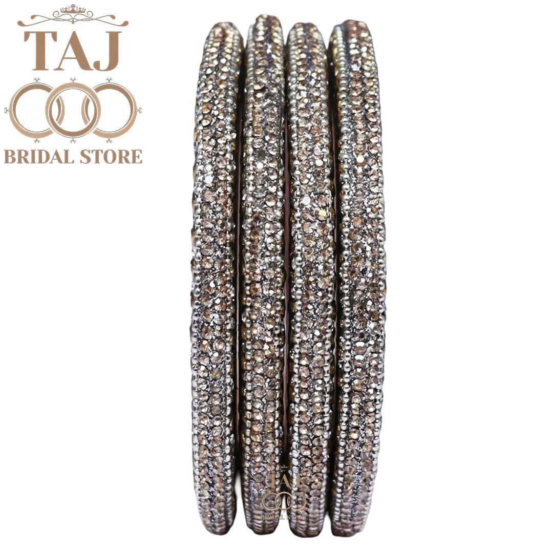 Lac Bangadi in Silver White Colour With Choki Kundan Design (Set Of 4)