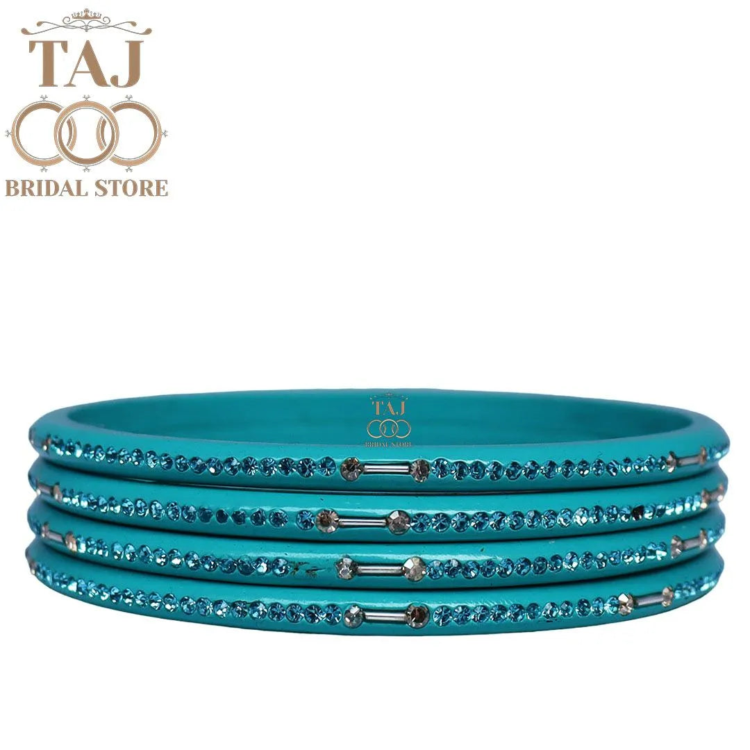 Rajasthani Lac Chudi With Beautiful Rhinestone Design (Pack of 4) Taj Bridal Store
