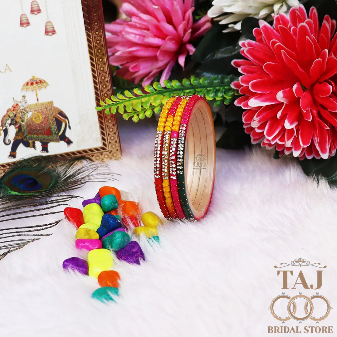 Rajasthani Lac Bangles With Beautiful Traditional Rhinestons Design