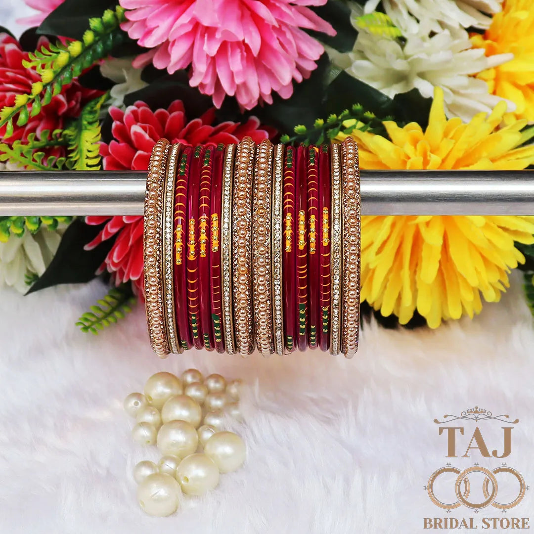 Diwali Special Short Lac Bangle Set with Beautiful Handpaint Design