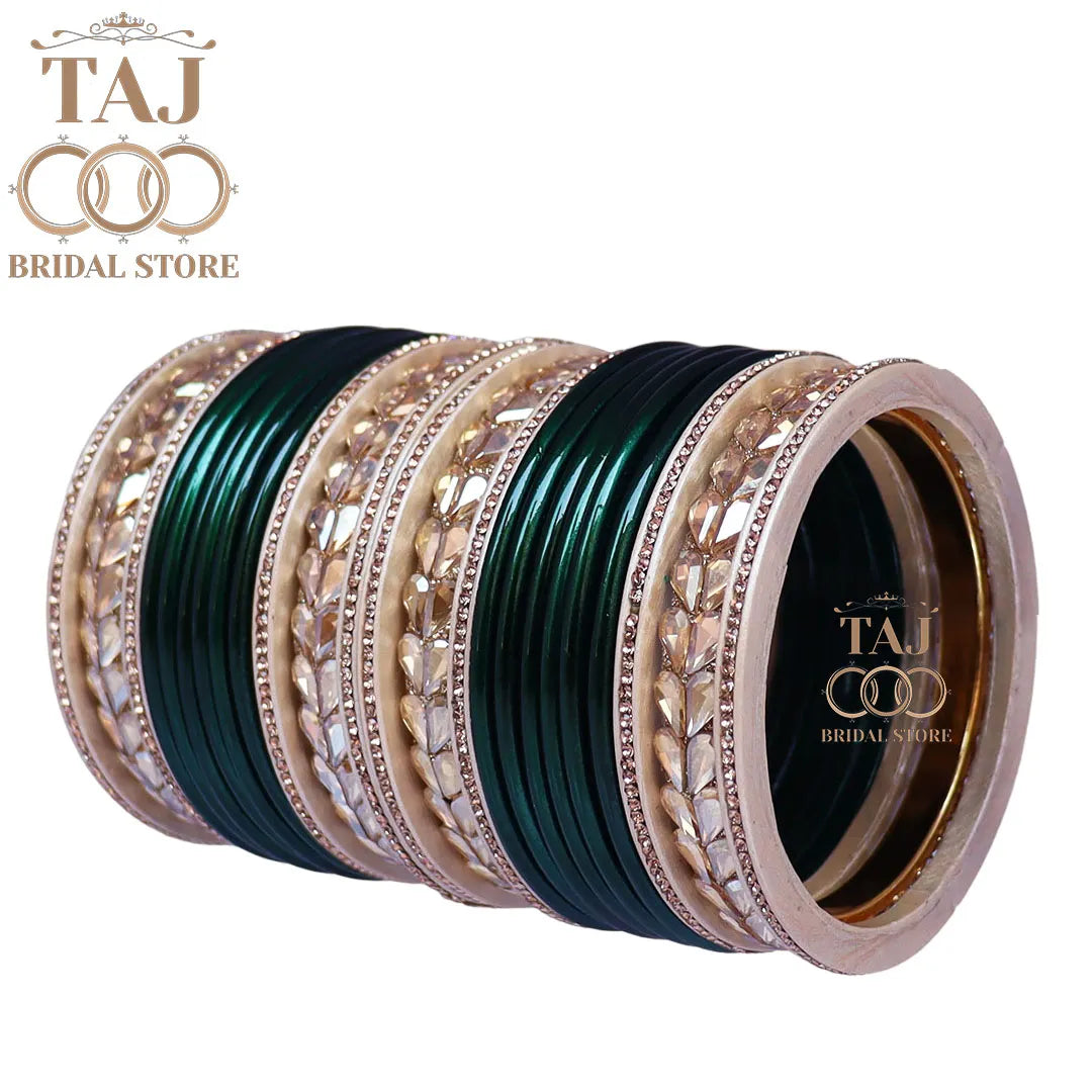 Lac Semi Bridal Bangles Set With Beautiful Kundan Design Kada
