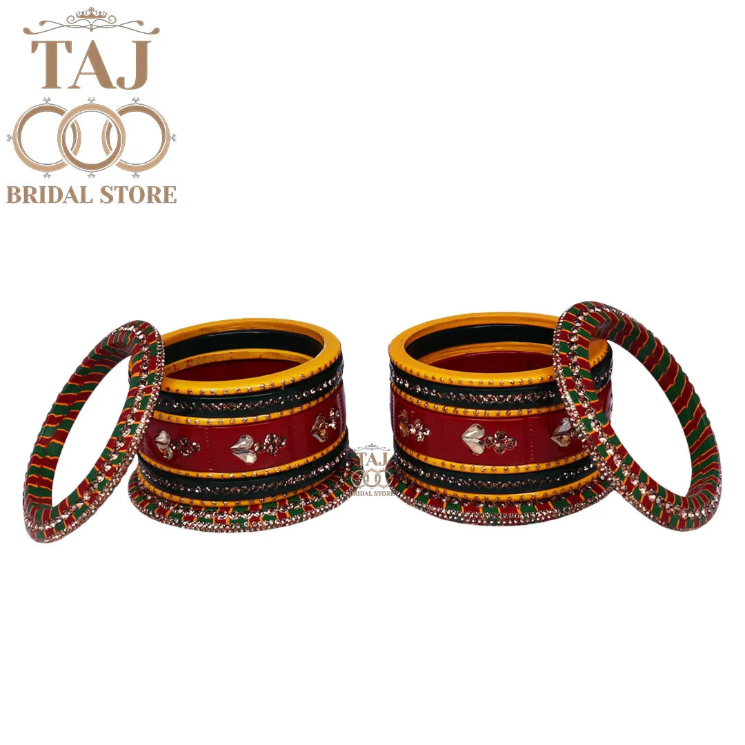 Rajasthani Lakh Chura With Beautiful Kundan and Rhinestones Design