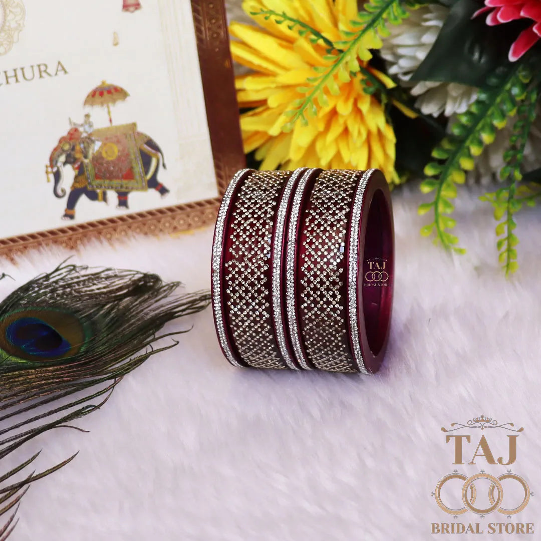Premium Jaipuri Short Lac Bangles Set with Best Rhinestones Design