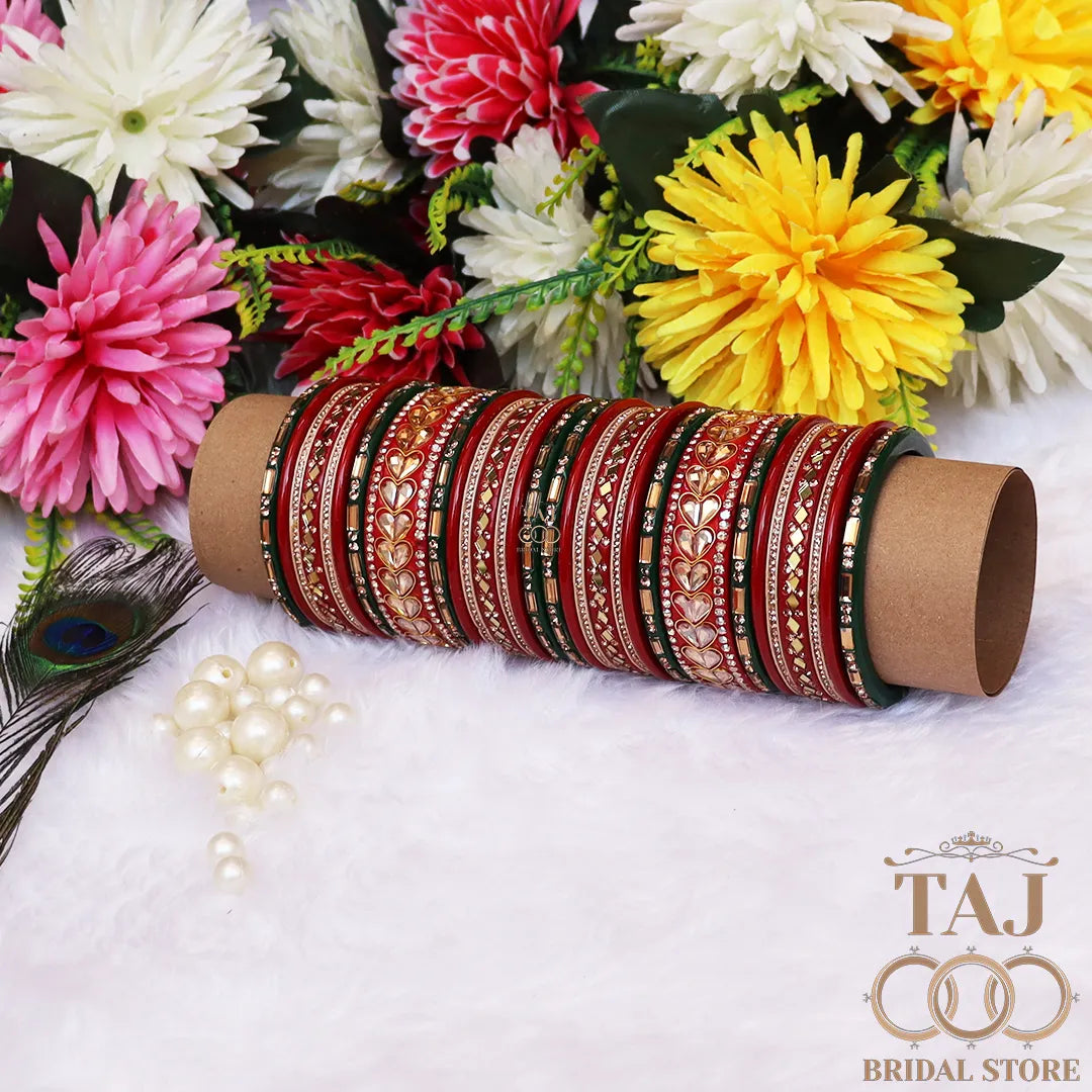 Kundan Lac Bridal Bangles Set in Traditional Rajasthani Design