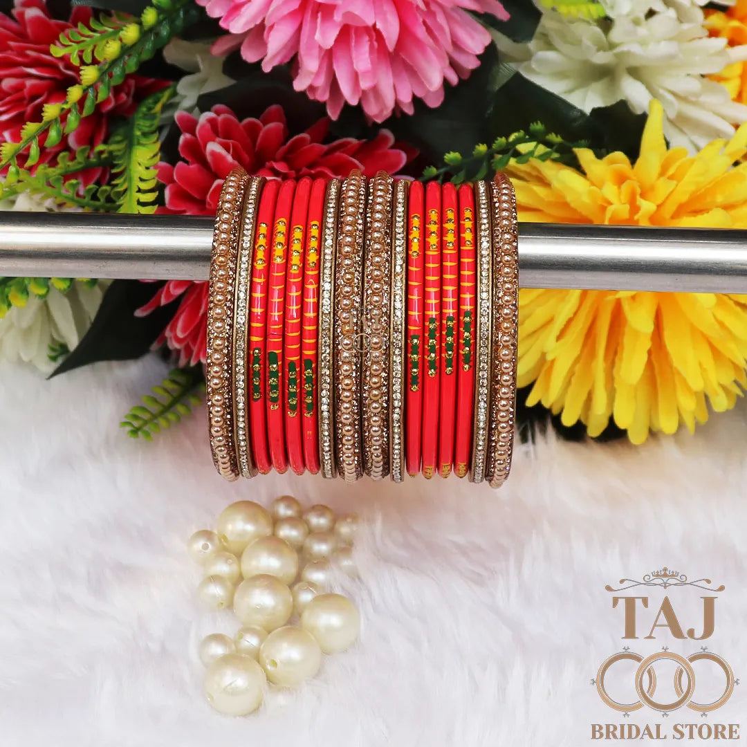 Diwali Special Short Lac Bangle Set with Beautiful Handpaint Design