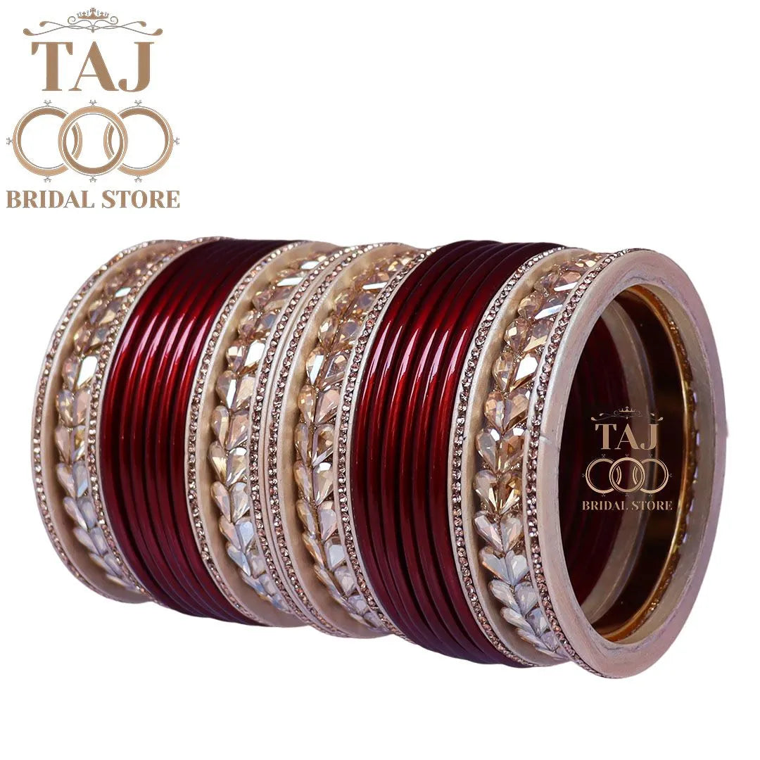 Lac Semi Bridal Bangles Set With Beautiful Kundan Design Kada