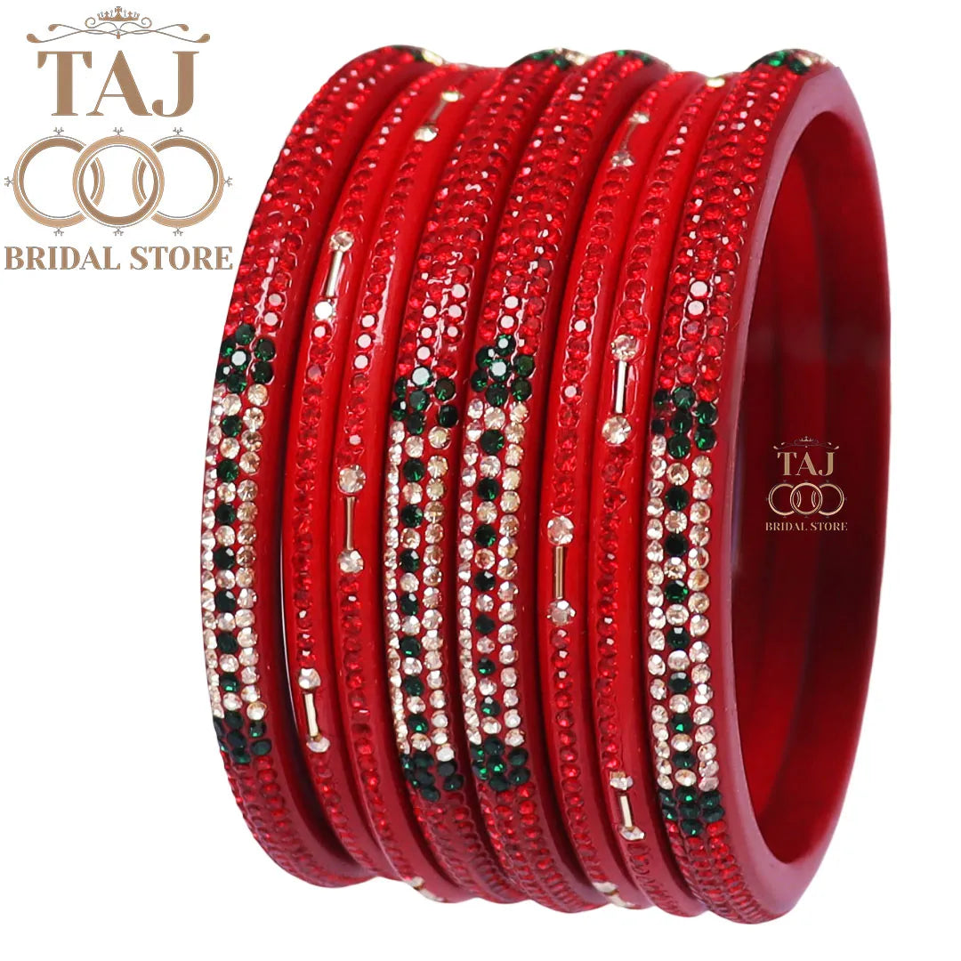 Traditional Lac Short Chura Set With Beautiful Best Rhinestons Design (Set Of 8)