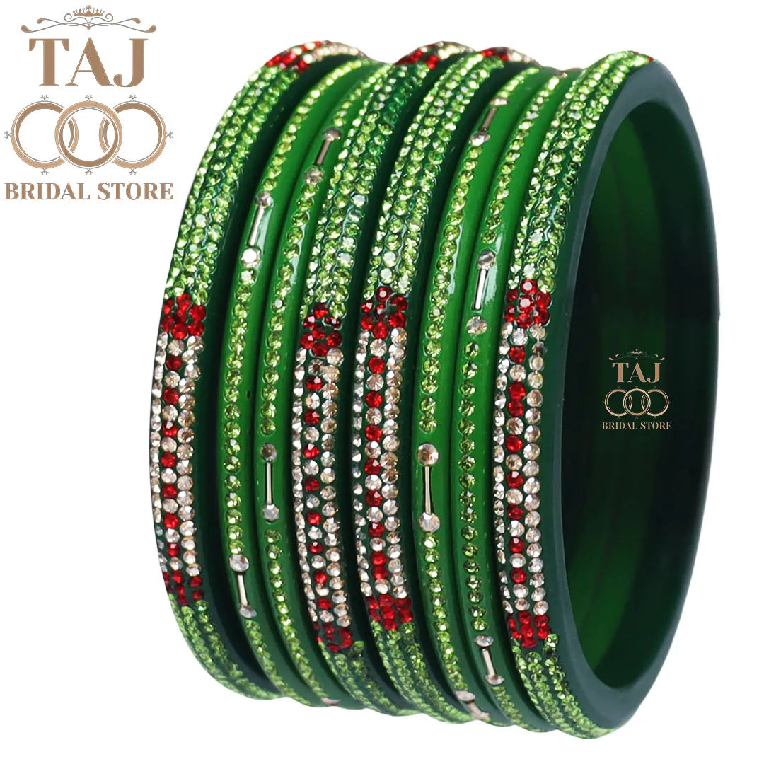 Traditional Lac Short Chura Set With Beautiful Best Rhinestons Design (Set Of 8)