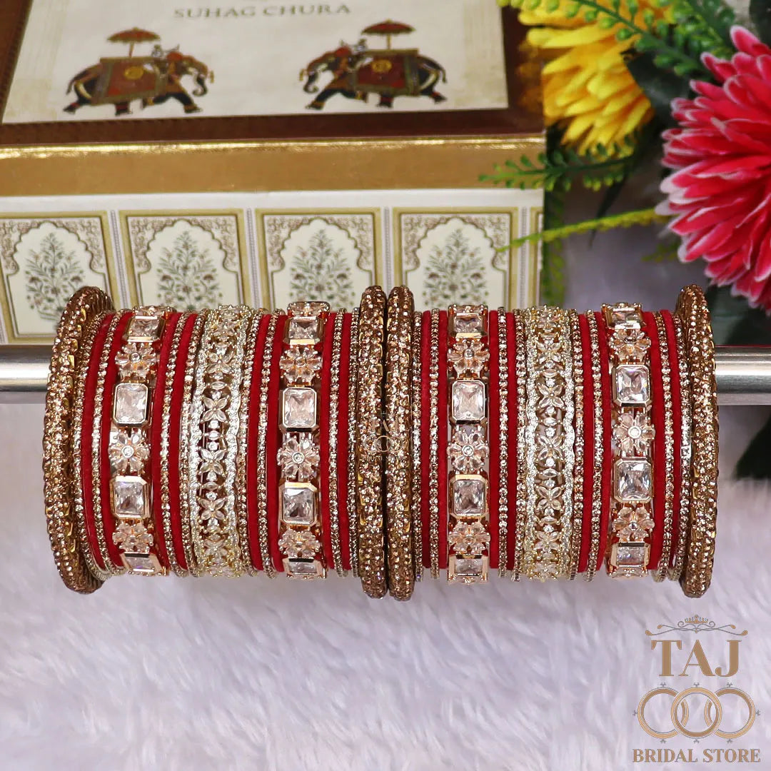 Luxurious Bridal AD Bangles Set in Best AD and Kundan Design