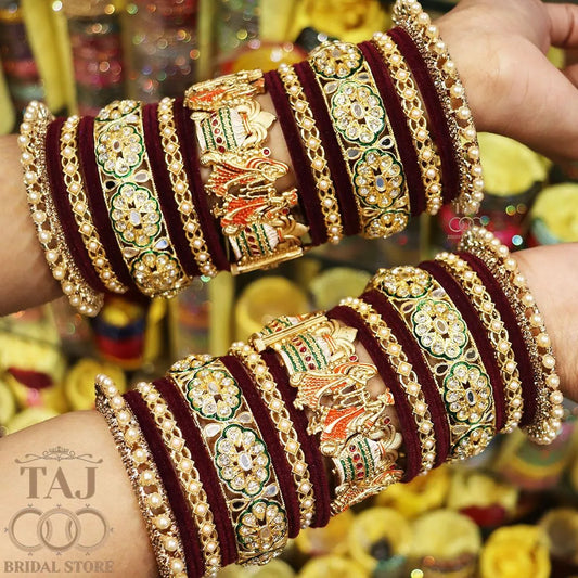 Rajwadi Wedding Metal Chura Set With Beautiful Dulha Dulhan Design Kada