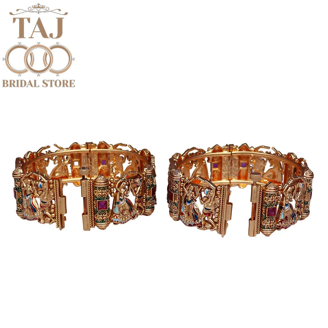 Rajwadi Metal Kada With Beautiful Latest Dandiya Design (Pack of 2)